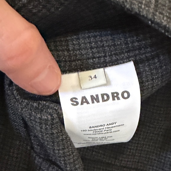 Sandro Charcoal Pleated Mini Skirt with Button Trim - Picture 2 of 2